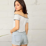 Clear Sailing White Bardot Crop Top - Fashion Genie Boutique