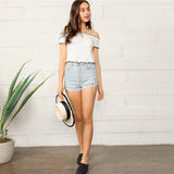 Clear Sailing White Bardot Crop Top - Fashion Genie Boutique