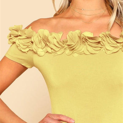Hadley Yellow Rose Bardot Bodysuit - Fashion Genie Boutique
